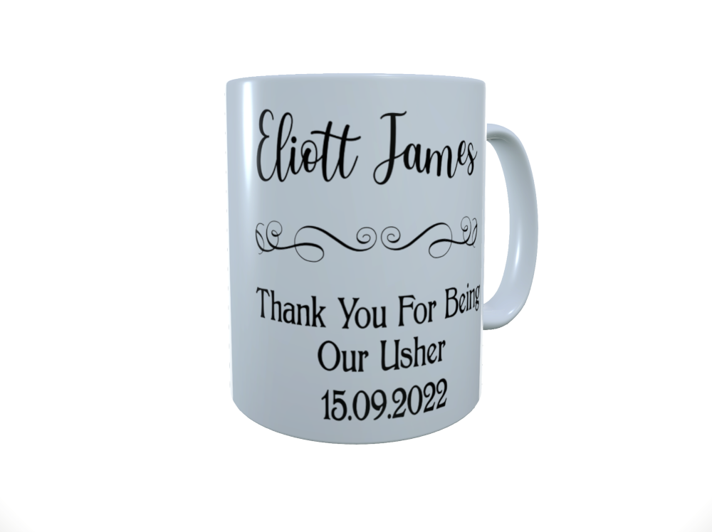 Usher Personalised Ceramic Mug, Wedding Gift, Coffee Mug